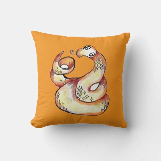 Almofada cobra em laranja (Frente)