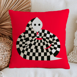 Almofada Cobra Xadrez em Vermelho Vibrante Funky Maximalist