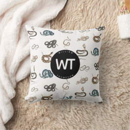 Almofada Cobras Coloridos Monograma de Padrão Animal Réptil