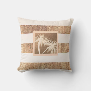 Almofada Cobre & Creme Palmeiras Tropicais Chic Moderno