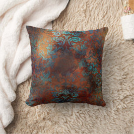 Almofada Cobre Patina Rusted Damask