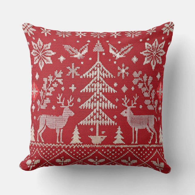 Almofada Cobrir Bordado de Natal Nórdico (Frente)