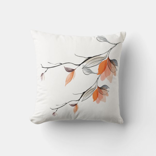 Almofada Cobrir de Ramificação de Flor de Aquarela Estontea (Frente)