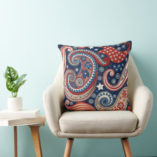 Almofada Cobrir Travesseiro decorativo Paisley Patriótico