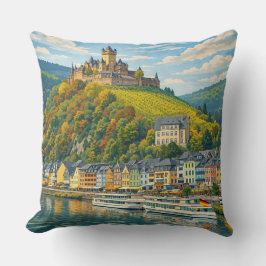 Almofada Cochem Alemanha Arte de Viagem Vintage