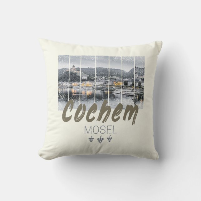 Almofada Cochem no Moselle Germany Vintage Souvenir (Frente)