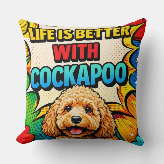 Almofada Cockapoo Pop Art | Presente Engraçado par (Frente)