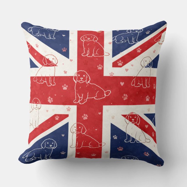 Almofada Cockapoo UK Gift | Union Jack Dog Cushion (Frente)