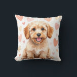 Almofada Cockapoo Watercolor Heart Pattern Art<br><div class="desc">A sweet Cockapoo portrait in a soft watercolor style with a warm heart pattern background. This design captures joy, softness, and love—perfect for dog lovers and cozy decor.</div>