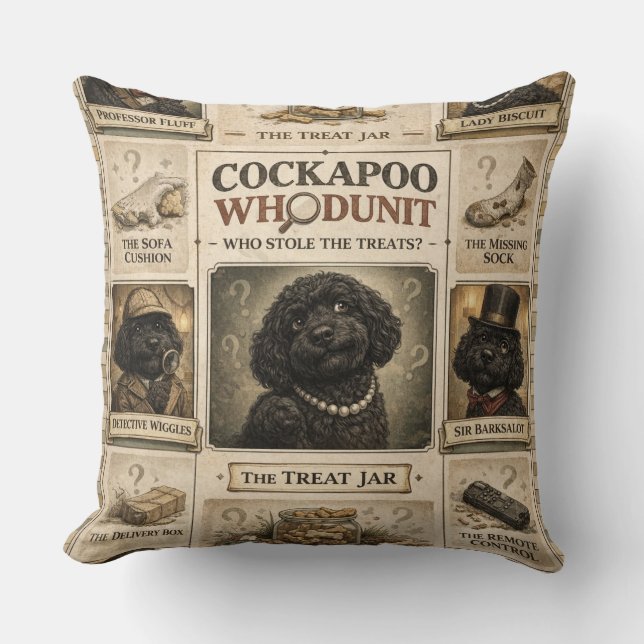 Almofada Cockapoo Whodunit cushion | Funny Dog Gift (Frente)
