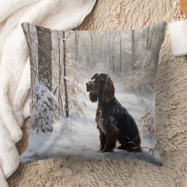 Almofada Cocker Spaniel Deixe-o nevar no Natal (Cobertor)