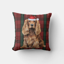 Almofada Cocker Spaniel e Xadrez Sazonal de Natal Cachorro