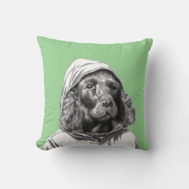 Almofada Cocker Spaniel em Casaco de chuva (Moegi) (Frente)