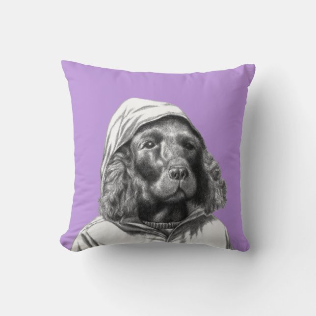 Almofada Cocker Spaniel em Casaco de chuva (Sumire) (Frente)