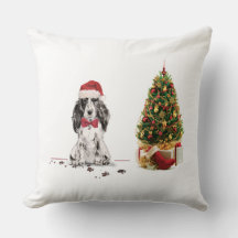 Cocker Spaniel Engraçado Cachorro de Natal com Árv