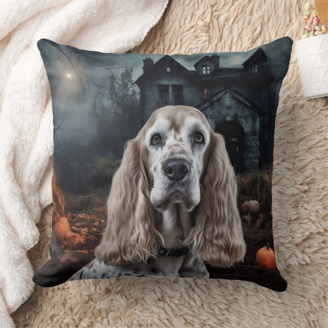 Almofada Cocker Spaniel Halloween Assustador (Cobertor)
