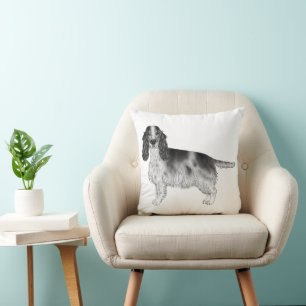 Almofada Cocker Spaniel Inglês Desenhado em Preto e Branco