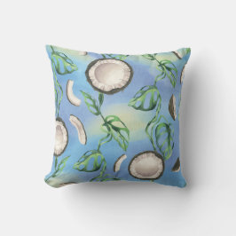 Almofada Coco de Aquarela e Padrão Folha de Monstera