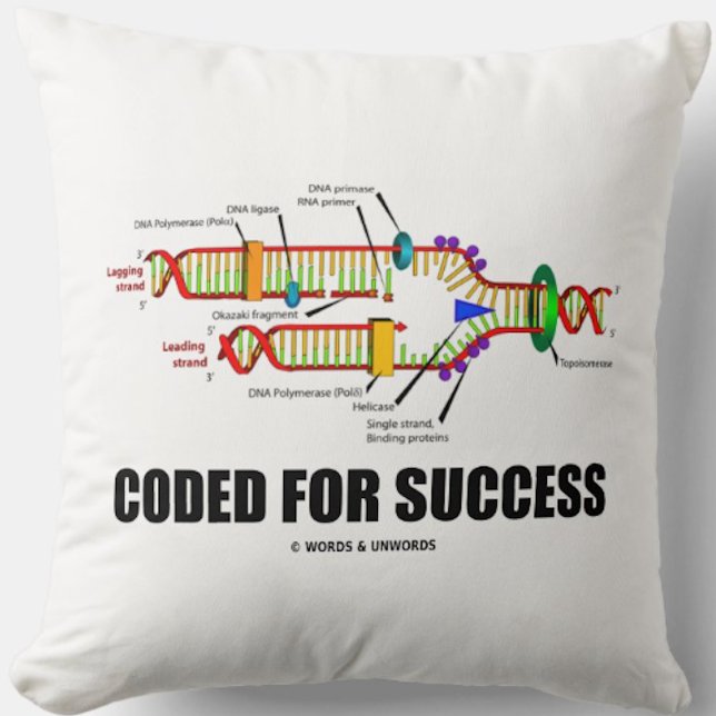 Almofada Codificado para sucesso (replicação de DNA) (Throw pillow featuring DNA replication for anyone who is "Coded For Success")