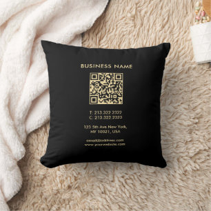 Almofada Código QR de Fonte de Texto Dourado do Elegante Mo