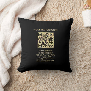 Almofada Código QR de Modelo Moderno Elegante Preto e Doura