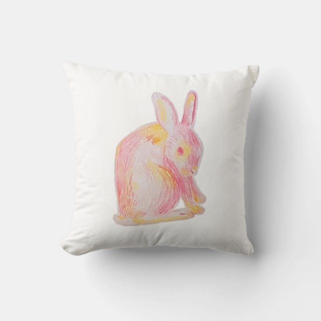 Almofada Coelhinho Bonito, Retirado Mão, Rosa (Frente)