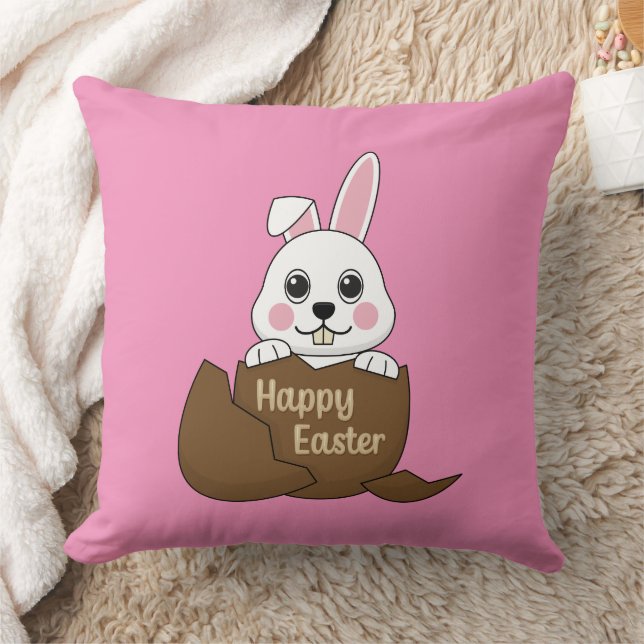 Almofada Coelhinho Branco Bonito em Felz pascoa de Ovo de C (Cobertor)