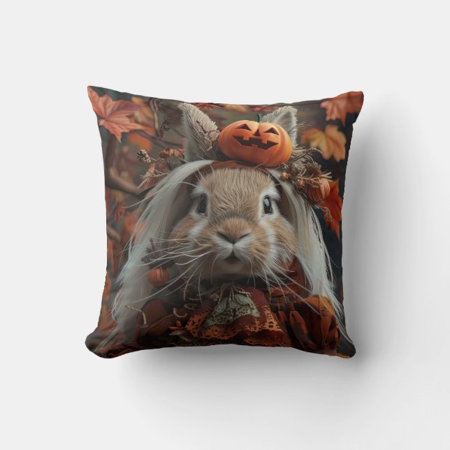 Almofada Coelhinho de abóbora único do Dia das Bruxas (Frente)