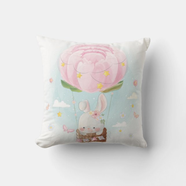 Almofada Coelhinho de Aquarela Cuja Cama É (Frente)
