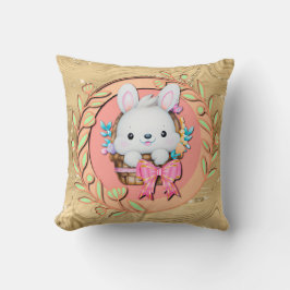 Almofada Coelhinho de Páscoa bonito sentado no cesto