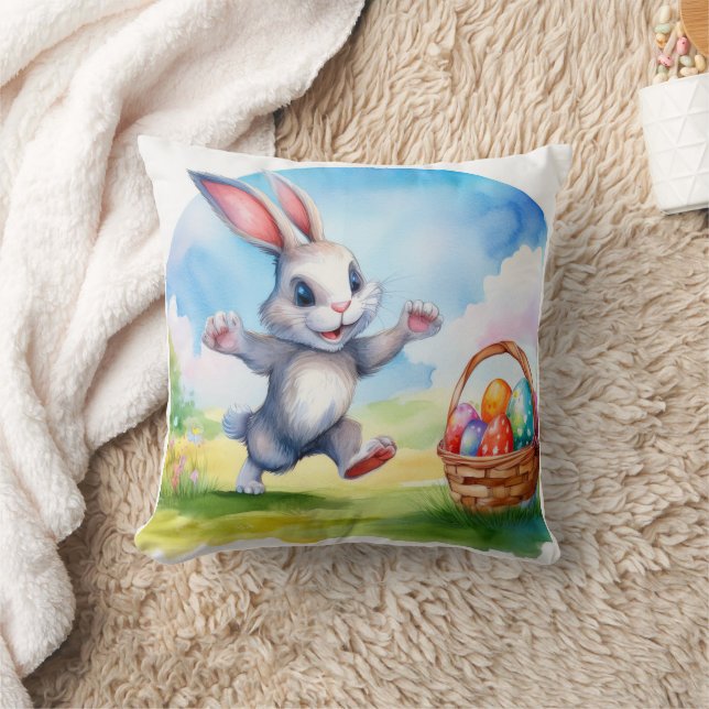 Almofada Coelhinho de Páscoa e Cesta de Ovos (Cobertor)