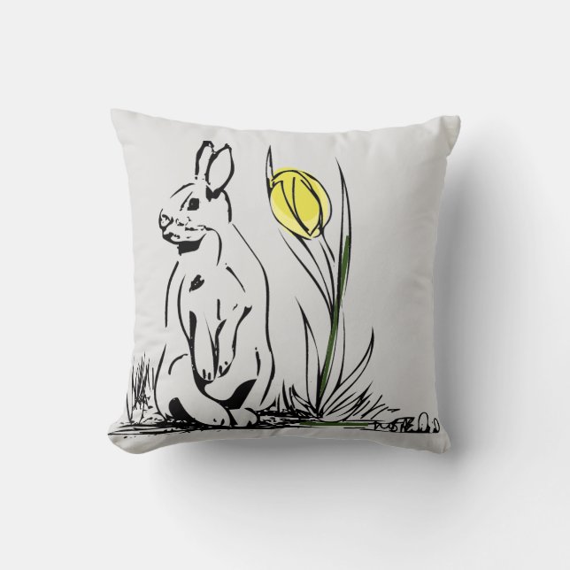 Almofada Coelhinho e Tulipa Amarela (Frente)