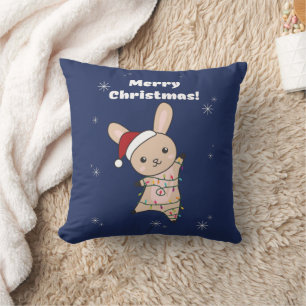Almofada Coelhinho Feliz Natal Animais de inverno Coelhos J