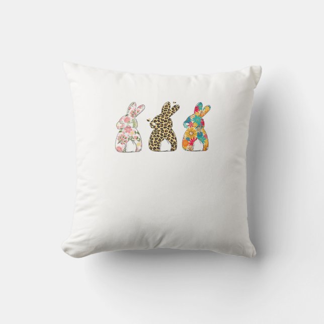 Almofada Coelhinhos de Páscoa Fofos Leopardo Bunny e Flower (Frente)