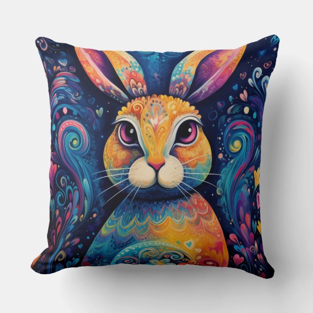 Almofada Coelhinhos e corações Azuis (Frente)