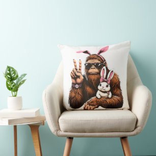 Almofada Coelho Bigfoot Sasquatch Dia da Páscoa Divertido