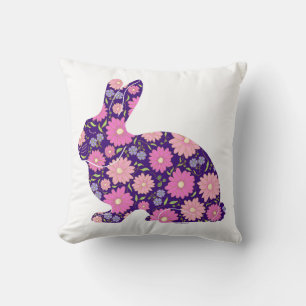 Almofada Coelho bunny retrô rosa e flores