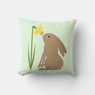 Almofada Coelho Coelho da Páscoa e flor de Daffodilo