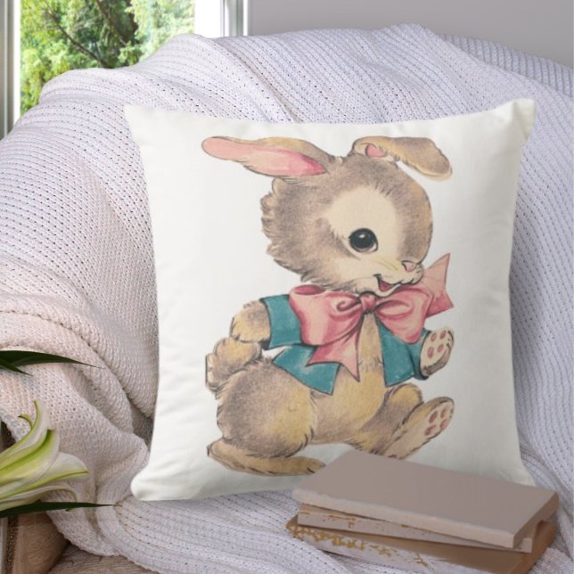 Almofada Coelho Cottontail Aquarela Vintage (Criador carregado)