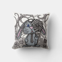 Coelho Cute Zentangle com Flor de Xadrez na Gargan