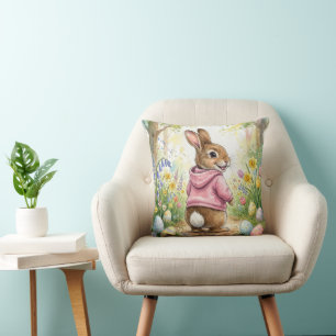 Almofada Coelho da Páscoa em um Jardim de Primavera