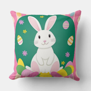 Almofada Coelho da Páscoa Fofo Com Ovos Decorativos