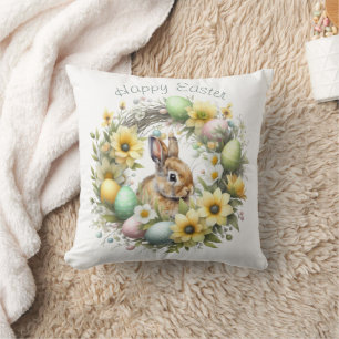 Almofada Coelho da Páscoa Personalizado em Aquarela