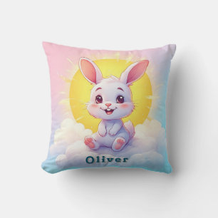 Almofada Coelho de desenho animado adorável sentado em uma 