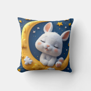 Almofada Coelho de desenho animado e lua