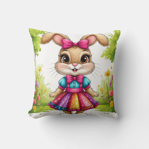 Almofada Coelho de desenho animado fofo vestido com roupa c