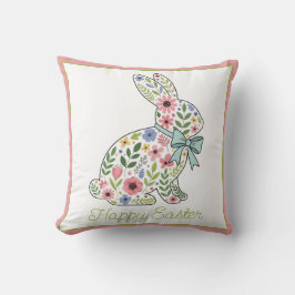 Almofada Coelho de Páscoa com Flores Silvestres Rosa e Azul