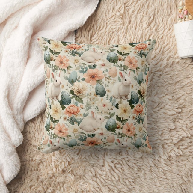 Almofada Coelho de Páscoa Floral Vintage (10) (Cobertor)
