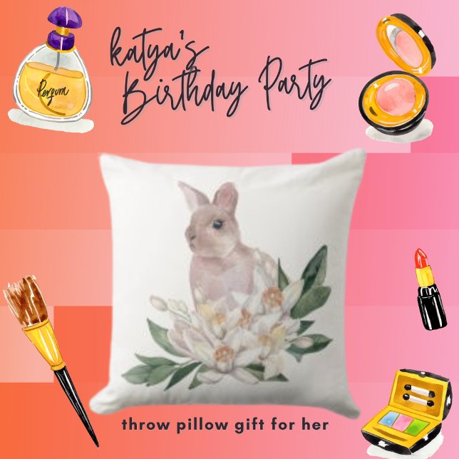 Almofada Coelho E Flores Selvagens (Criador carregado)