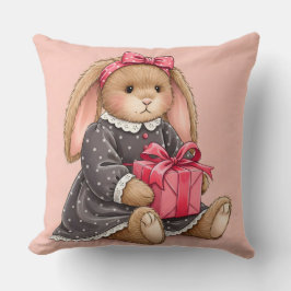 Almofada Coelho em veludo de Cinza com presente